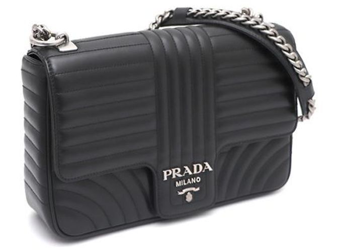 Prada Borsa a spalla e borsa a tracolla Diagram Large Silver Chain Nero - vista 10