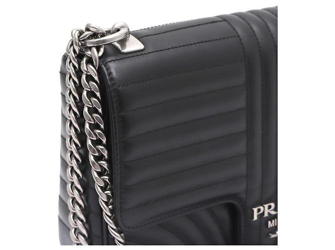 Prada Borsa a spalla e borsa a tracolla Diagram Large Silver Chain Nero - vista 12