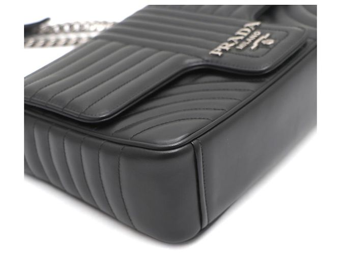 Prada Borsa a spalla e borsa a tracolla Diagram Large Silver Chain Nero - vista 13
