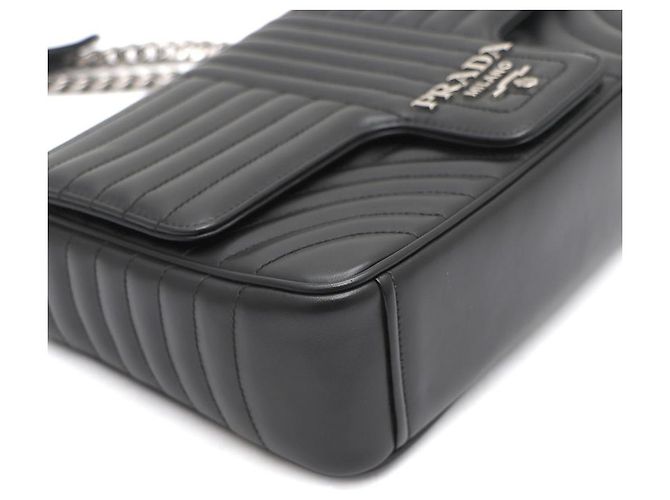 Prada Borsa a spalla e borsa a tracolla Diagram Large Silver Chain Nero - vista 5