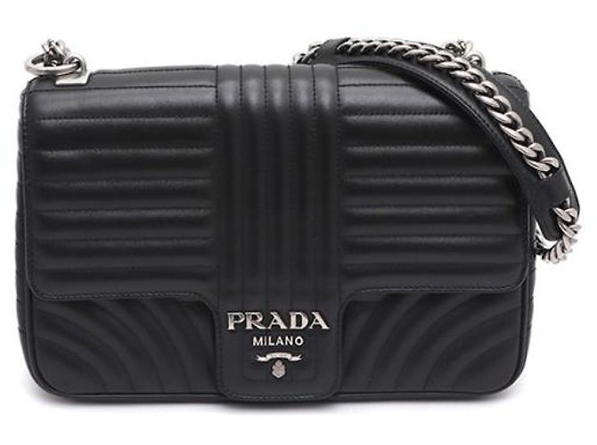 Prada Borsa a spalla e borsa a tracolla Diagram Large Silver Chain Nero - vista 9