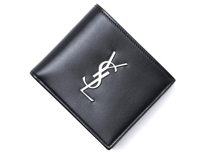 Saint Laurent Bell Italia Silver Logo Wallet Brown - view 3