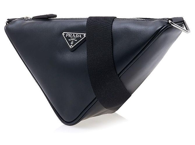 Prada Bolsa de ombro triangular em couro para homem ASK (OLO) Preto - vista 2