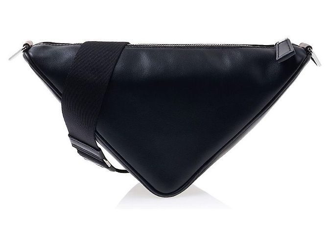 Prada Bolsa de ombro triangular em couro para homem ASK (OLO) Preto - vista 3