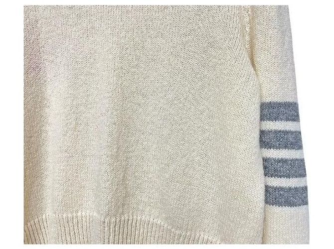 Thom Browne White Diagonal Arm Band Wool Knit - view 6