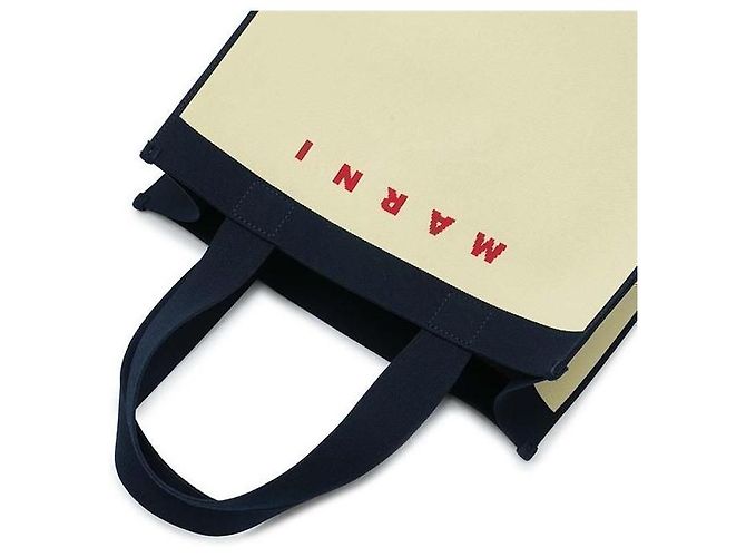 Marni Große Jacquard-Shopper-Tasche mit rotem Logo Golden - Ansicht 2