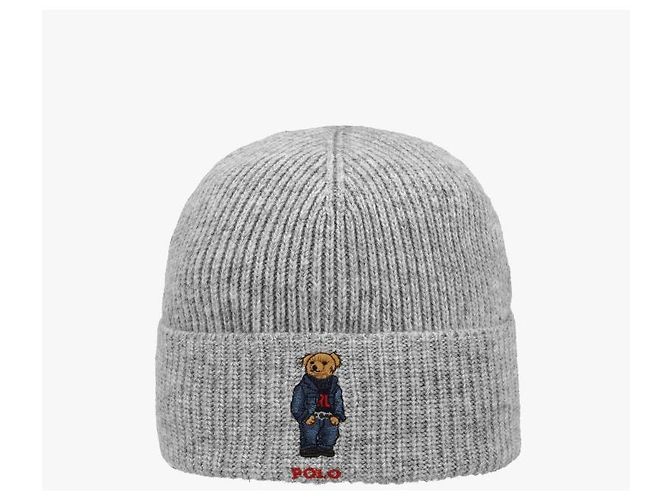 Ralph Lauren Solid Denim Bear Knit Beanie Silvery - view 2
