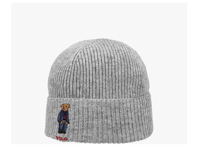 Ralph Lauren Solid Denim Bear Knit Beanie Silvery - view 4