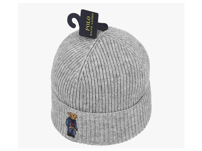 Ralph Lauren Solid Denim Bear Knit Beanie Silvery - view 6