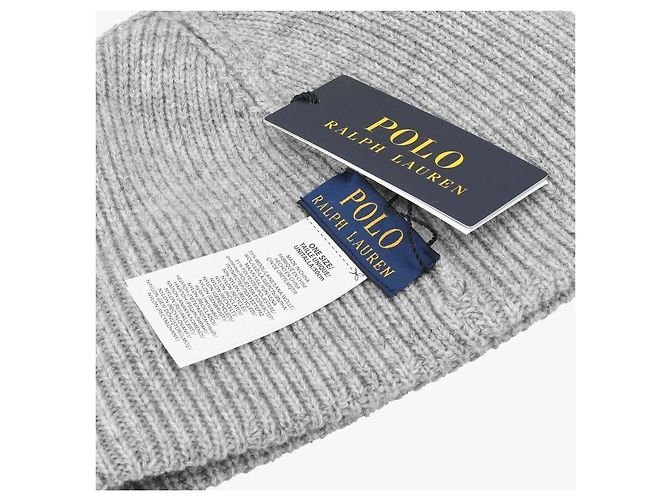 Ralph Lauren Solid Denim Bear Knit Beanie Silvery - view 7