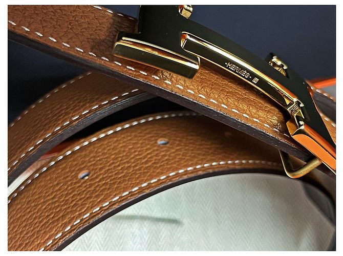 Hermès Gold Classic Black Gold Outstitch Wendelgürtel Mehrfarben - Ansicht 3