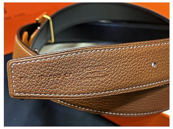 Hermès Gold Classic Black Gold Outstitch Wendelgürtel Mehrfarben - Ansicht 4