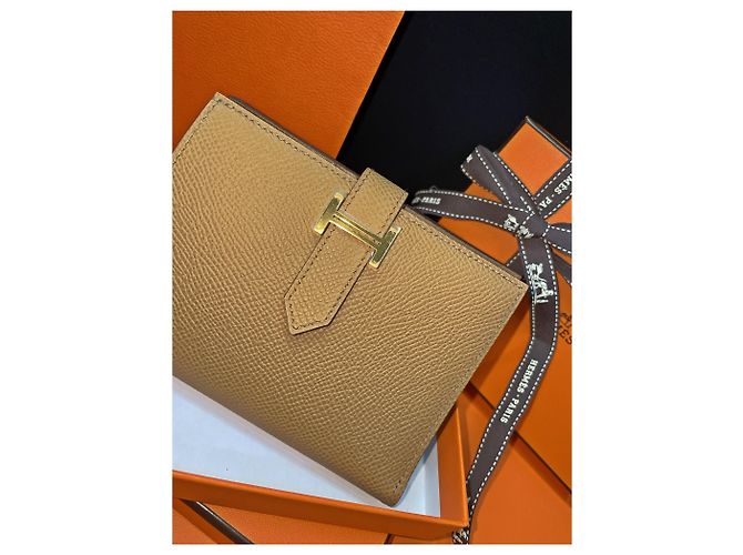 Hermès Cartera Compacta Bearn Camel Gold Naranja - vista 3
