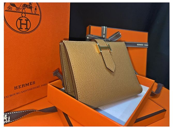 Hermès Cartera Compacta Bearn Camel Gold Naranja - vista 4