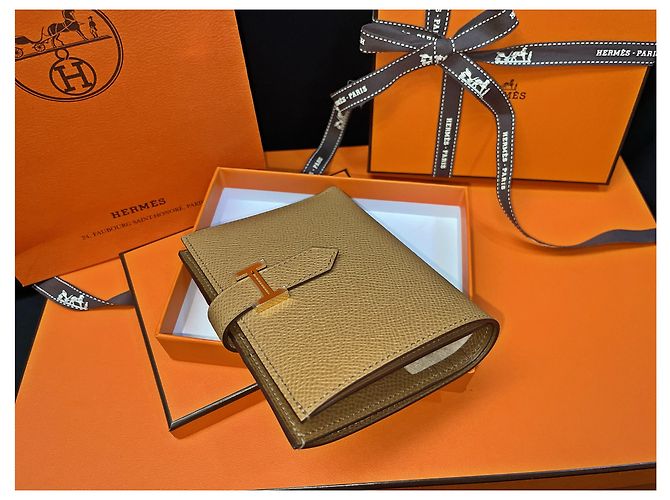 Hermès Cartera Compacta Bearn Camel Gold Naranja - vista 5