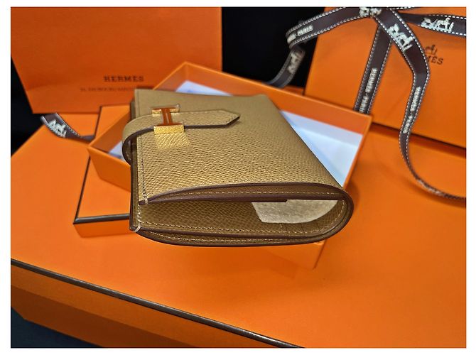 Hermès Cartera Compacta Bearn Camel Gold Naranja - vista 6