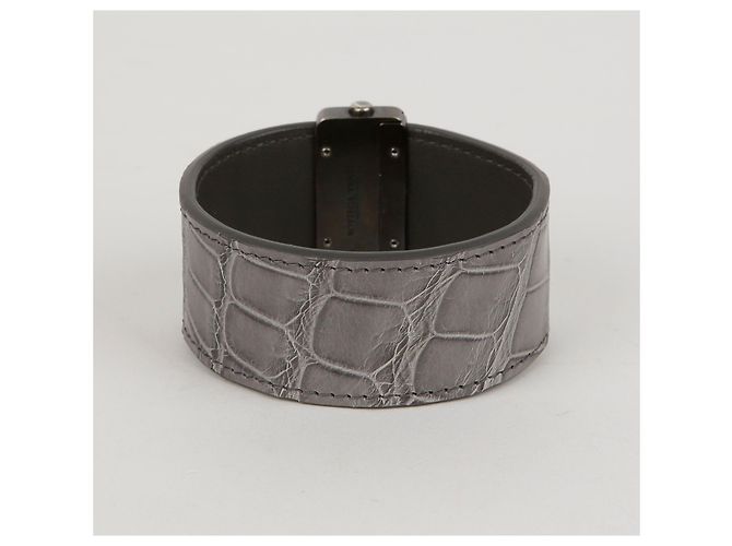 Bottega Veneta Pulsera Rígida con Hebilla Plateada Tamaño Negro - vista 4
