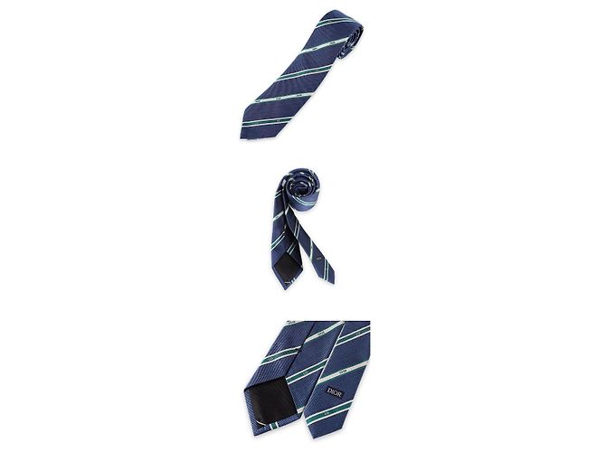 Dior Cravatta in seta a righe Club da uomo (Blue/Green) - vista 4