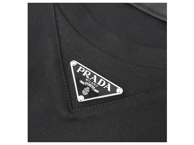 Prada Baumwoll-T-Shirt mit Dreiecks-Logo Schwarz - Ansicht 5