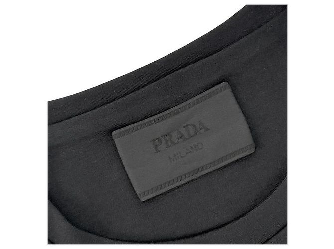 Prada Baumwoll-T-Shirt mit Dreiecks-Logo Schwarz - Ansicht 6