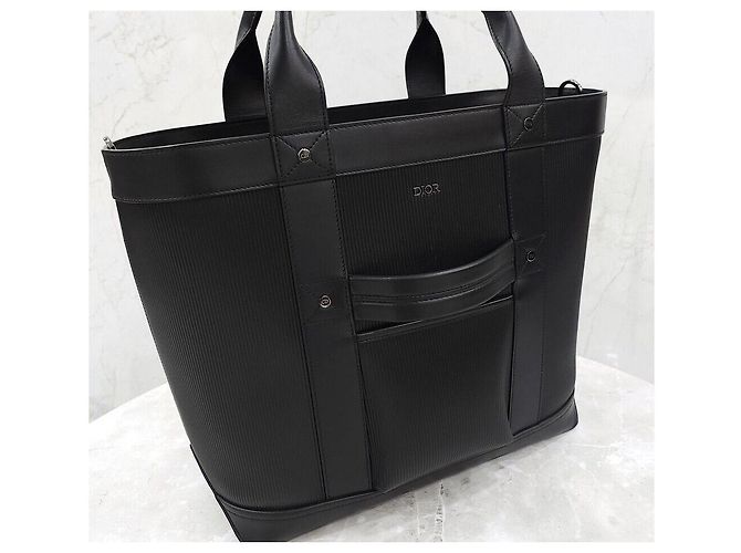 Dior Nuova Borsa a Tracolla Tote in Velluto a Costine e Pelle Peter Dog Nero - vista 5