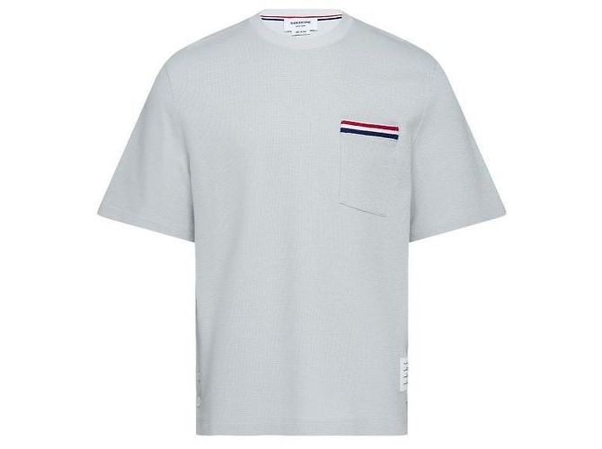 Thom Browne Besticktes RWB T-Shirt aus strukturiertem Baumwoll-Leinen Braun - Ansicht 3