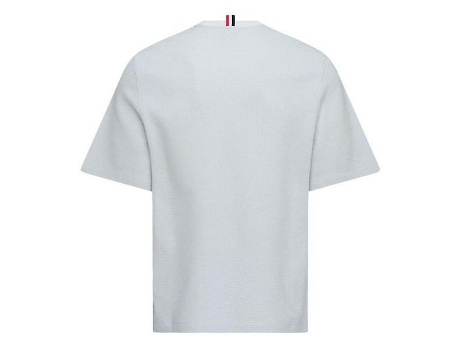 Thom Browne Besticktes RWB T-Shirt aus strukturiertem Baumwoll-Leinen Braun - Ansicht 4