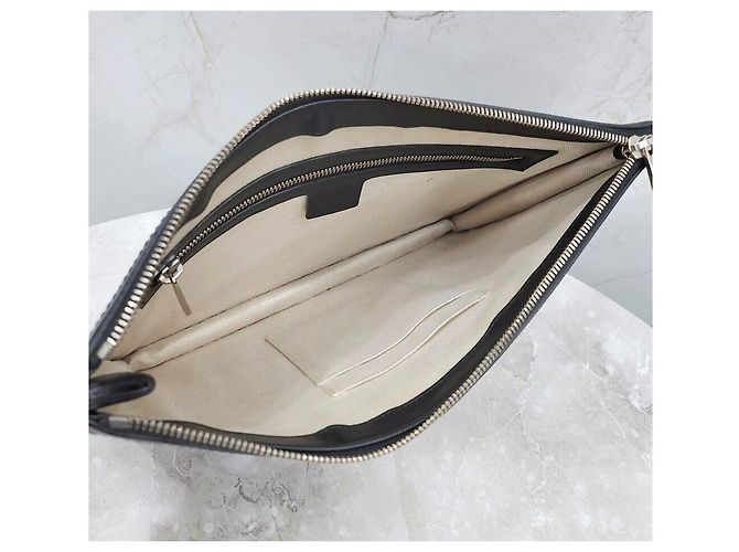 Gucci Clutch Pochette in Pelle Goffrata Nero - vista 6
