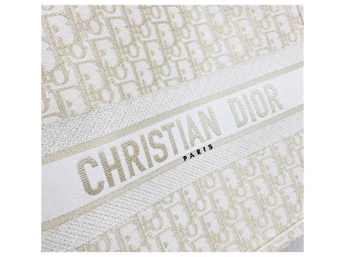 Dior Borsa Book Tote Medium Oblique White Gold Bianco - vista 4
