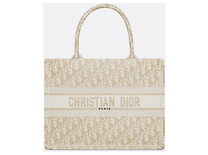Dior Borsa Book Tote Medium Oblique White Gold Bianco - vista 8
