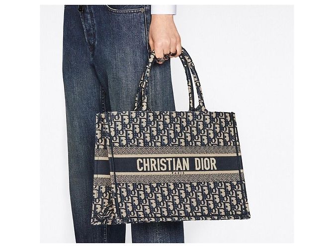 Dior Borsa Book Tote Medium Oblique White Gold Bianco - vista 9