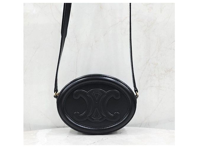 Céline Borsa a tracolla Cuir Triopé Oval Pearl Nero - vista 3
