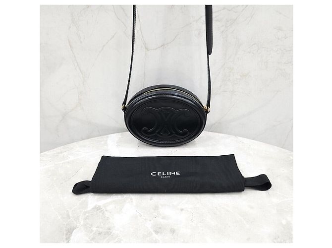 Céline Borsa a tracolla Cuir Triopé Oval Pearl Nero - vista 7