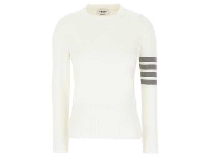Thom Browne Milano-Strick mit Four Bar Streifen Weiß - Ansicht 4