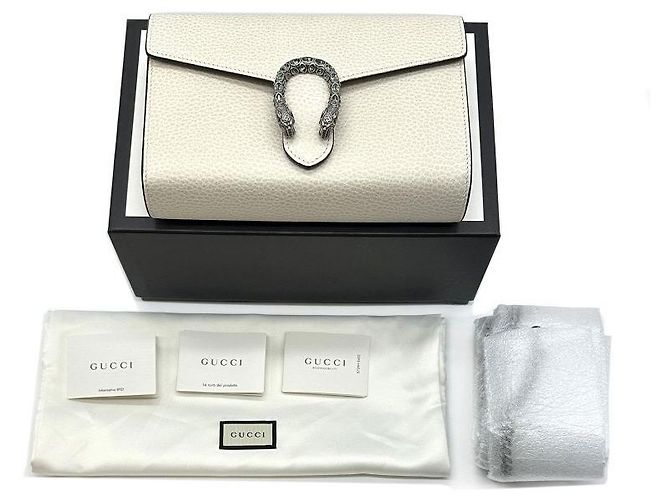 Gucci Dionysus Lederhandtasche mit Kette, Farbe Ivory, unbenutzt Weiß - Ansicht 11