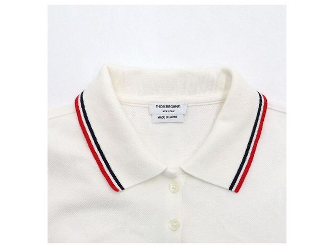Thom Browne Vestido de algodón blanco con tres rayas para mujer - vista 5