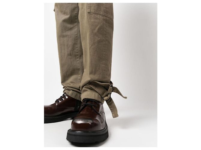 Dries Van Noten Pantaloni Cargo in Cotone Tinto in Capo Belt Sand Marrone - vista 10