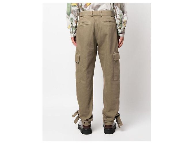 Dries Van Noten Pantaloni Cargo in Cotone Tinto in Capo Belt Sand Marrone - vista 5