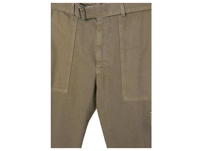 Dries Van Noten Pantaloni Cargo in Cotone Tinto in Capo Belt Sand Marrone - vista 8