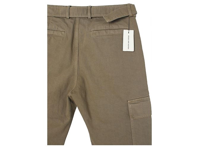 Dries Van Noten Pantaloni Cargo in Cotone Tinto in Capo Belt Sand Marrone - vista 9