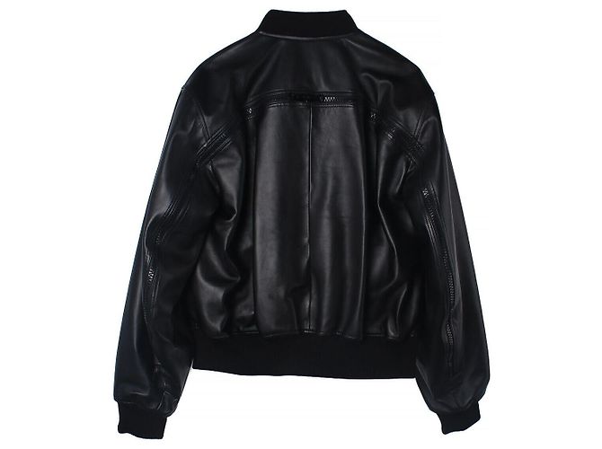 Jaqueta Bomber de Couro LANVERS Dries Van Noten Preta - vista 2
