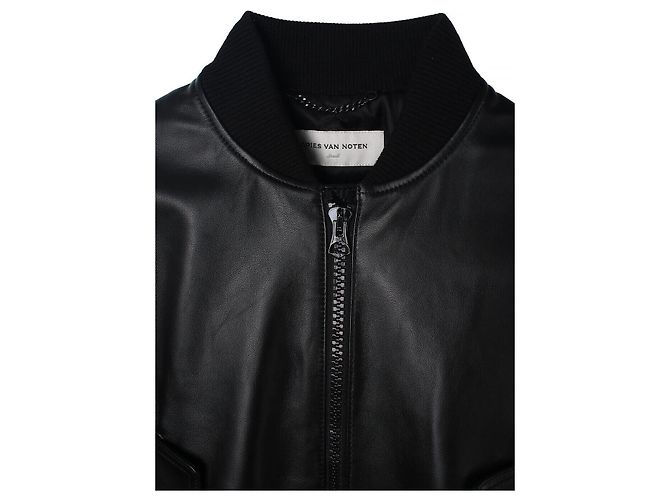 Jaqueta Bomber de Couro LANVERS Dries Van Noten Preta - vista 5