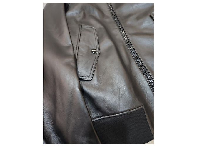 Jaqueta Bomber de Couro LANVERS Dries Van Noten Preta - vista 6