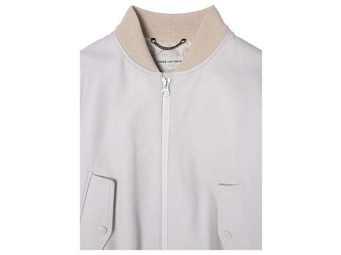 Dries Van Noten Driss Van Noten Leder-Bomberjacke Ecru ECRU Silber - Ansicht 4
