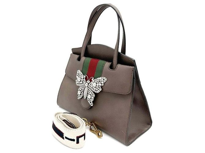 Gucci Borsa Farfalla in Cristallo Marrone - vista 2