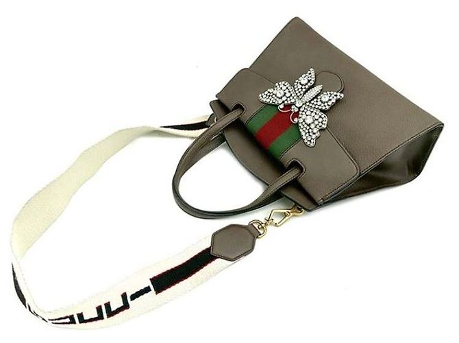 Gucci Borsa Farfalla in Cristallo Marrone - vista 5