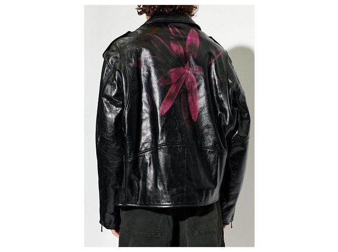 Dries Van Noten Leder-Bikerjacke Schwarz - Ansicht 10