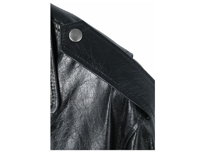 Dries Van Noten Leder-Bikerjacke Schwarz - Ansicht 4