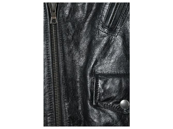 Dries Van Noten Leder-Bikerjacke Schwarz - Ansicht 5