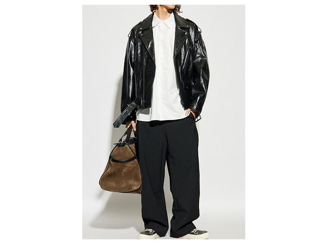Dries Van Noten Leder-Bikerjacke Schwarz - Ansicht 9